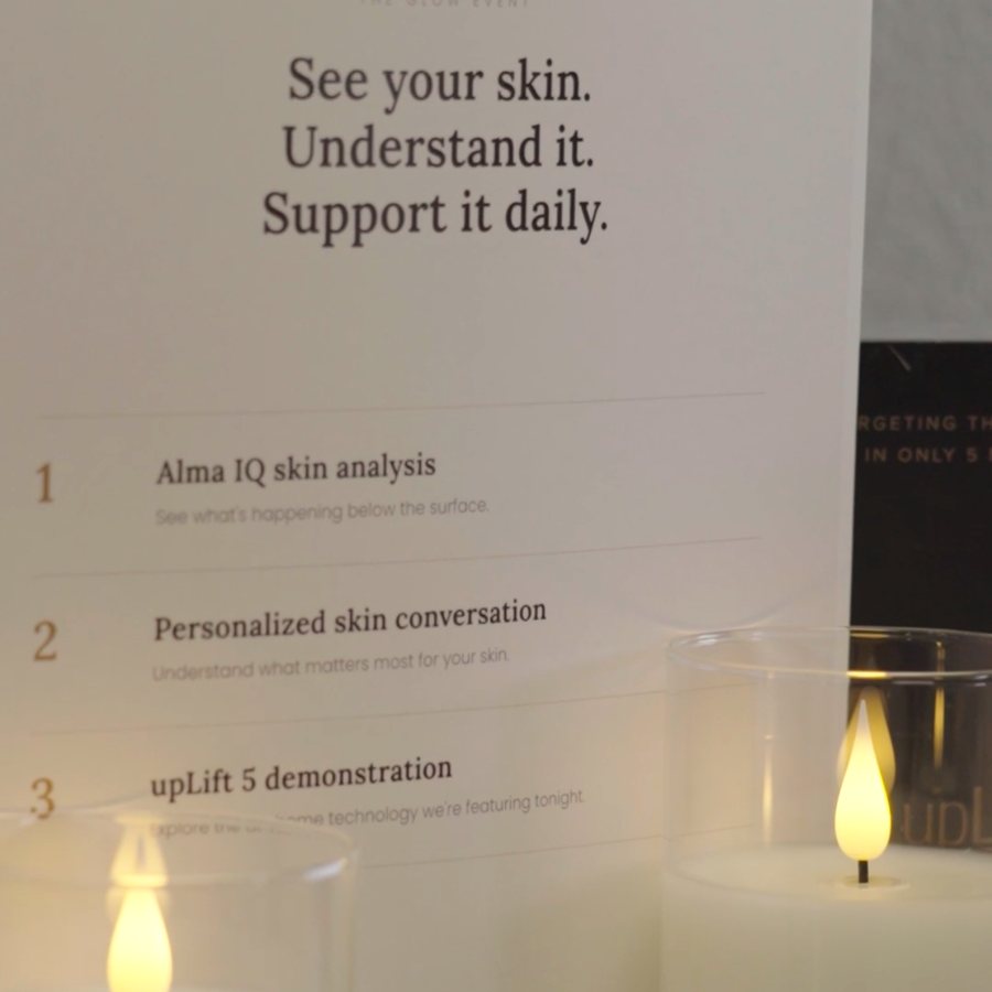 The Glow Event agenda card and candles, September 2026